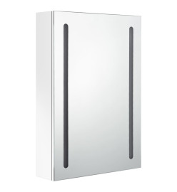 Armoire de salle de bain à miroir LED Blanc brillant 50x13x70cm