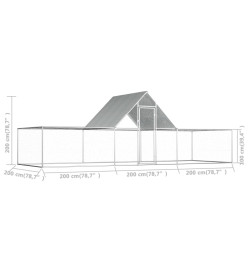 Poulailler 6 x 2 x 2 m Acier galvanisé