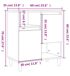 Buffet Blanc brillant 60x35x70 cm Bois d'ingénierie