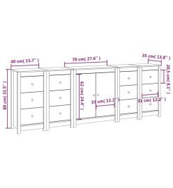 Buffet Blanc 230x35x80 cm Bois massif de pin