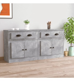 Buffets 2 pcs gris béton bois d'ingénierie