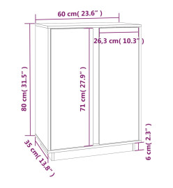 Buffet Marron miel 60x35x80 cm Bois massif de pin