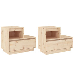 Tables de chevet 2 pcs Gris 60x34x51 cm Bois de pin solide