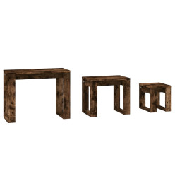 Tables gigognes 3 pcs Chêne fumé Bois d'ingénierie