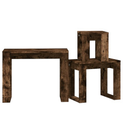 Tables gigognes 3 pcs Chêne fumé Bois d'ingénierie