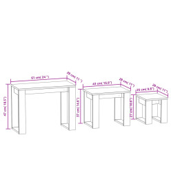 Tables gigognes 3 pcs Chêne fumé Bois d'ingénierie