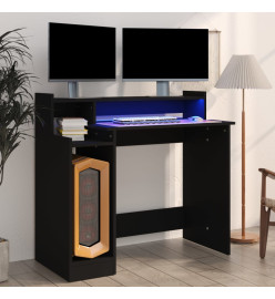 Bureau avec lumières LED noir 97x45x90 cm bois d'ingénierie