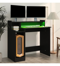 Bureau avec lumières LED noir 97x45x90 cm bois d'ingénierie