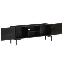 Meuble TV Noir 115x30x46 cm Bois massif de manguier