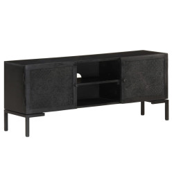 Meuble TV Noir 115x30x46 cm Bois massif de manguier