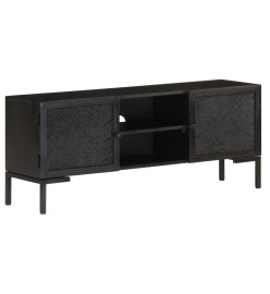 Meuble TV Noir 115x30x46 cm Bois massif de manguier