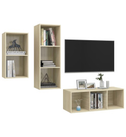 Ensemble de meuble TV 3 pcs Chêne sonoma Aggloméré