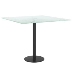 Dessus de table blanc 50x50 cm 6 mm verre trempé design marbre