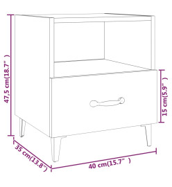 Tables de chevet 2 pcs Blanc Bois d'ingénierie