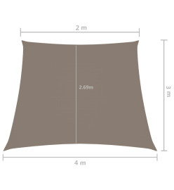 Voile de parasol Tissu Oxford trapèze 2/4x3 m Taupe