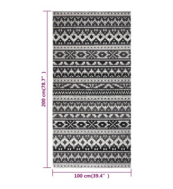 Tapis à tissage plat d'extérieur 100x200 cm Gris foncé