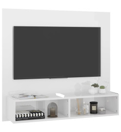 Meuble TV mural Blanc brillant 102x23,5x90 cm Aggloméré