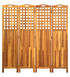 Cloison de séparation 4 panneaux 161x2x170 cm Bois d'acacia