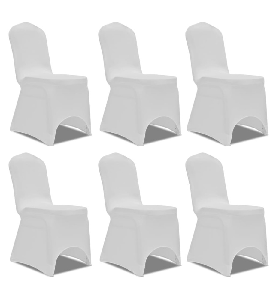 Housse blanche extensible pour chaise 6 pièces