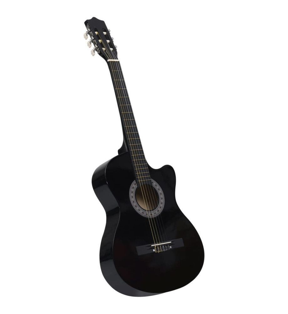 Guitare découpée classique occidentale avec 6 cordes Noir 38"