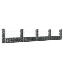 Panier de gabion en forme de U avec 5 poteaux Fer 500x20x100 cm