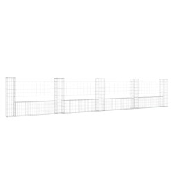 Panier de gabion en forme de U avec 5 poteaux Fer 500x20x100 cm