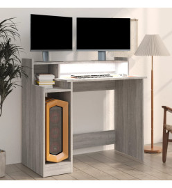 Bureau et lumières LED Sonoma gris 97x45x90cm Bois d'ingénierie