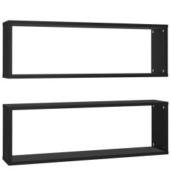 Étagères cube murales 2 pcs Noir 80x15x26,5 cm Aggloméré