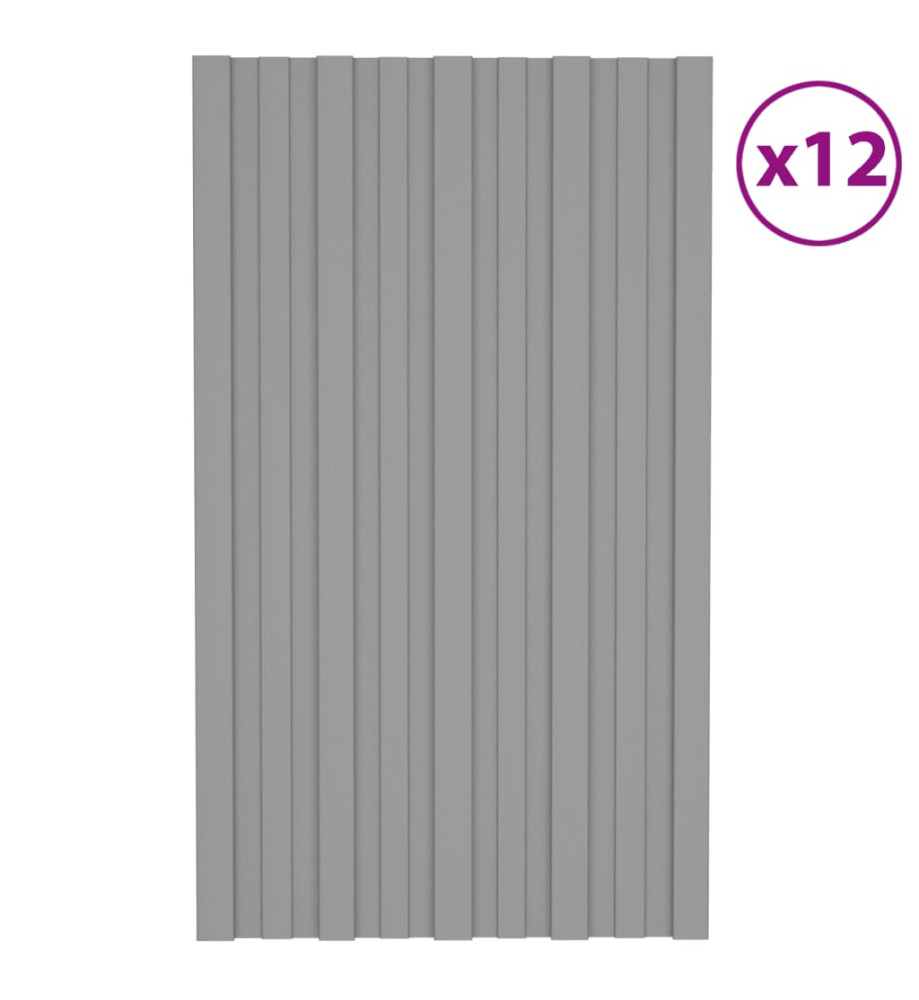 Panneaux de toiture 12 pcs Acier galvanisé Gris 80x45 cm