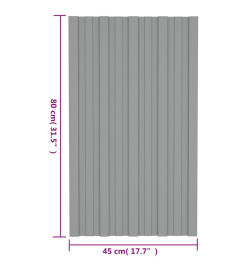 Panneaux de toiture 12 pcs Acier galvanisé Gris 80x45 cm