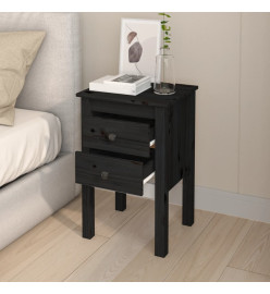 Table de chevet Noir 40x35x61,5 cm Bois de pin massif