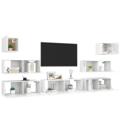 Ensemble de meuble TV 7 pcs Blanc brillant Aggloméré