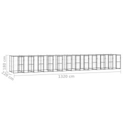 Chenil extérieur Acier avec toit 29,04 m²