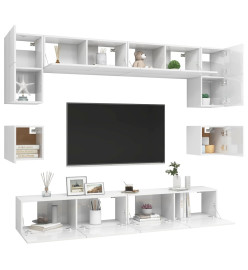 Ensemble de meuble TV 8 pcs Blanc brillant Aggloméré