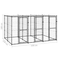 Chenil extérieur Acier avec toit 7,26 m²