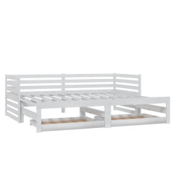 Lit coulissant 2x(90x200) cm Blanc Bois de pin massif