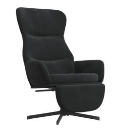 Chaise de relaxation avec repose-pied Noir Velours