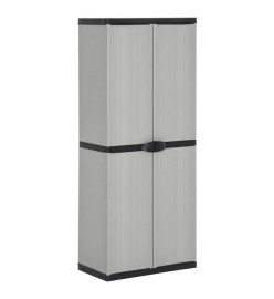 Armoire de rangement de jardin 3 étagères Gris/noir 68x40x168cm