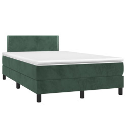 Sommier tapissier matelas et LED Vert foncé 120x200 cm Velours