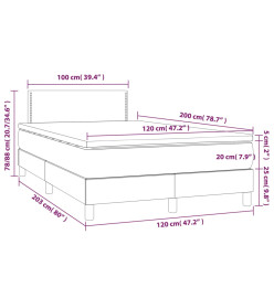 Sommier tapissier matelas et LED Vert foncé 120x200 cm Velours