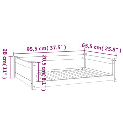 Lit pour chien Blanc 95,5x65,5x28 cm Bois de pin solide