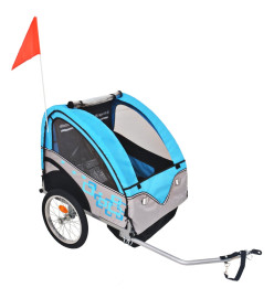 Remorque de vélo pour enfants Gris et bleu 30 kg