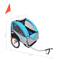 Remorque de vélo pour enfants Gris et bleu 30 kg