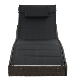 Chaise longue Résine tressée et textilène Marron