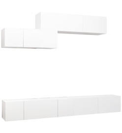 Ensemble de meuble TV 6 pcs Blanc Aggloméré