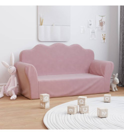 Canapé pour enfants à 2 places Rose Peluche douce