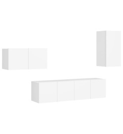 Ensemble de meuble TV 4 pcs Blanc Aggloméré