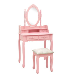 Ensemble de coiffeuse avec tabouret Rose 75x69x140 cm Paulownia