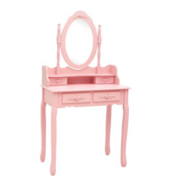 Ensemble de coiffeuse avec tabouret Rose 75x69x140 cm Paulownia