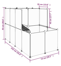 Cage pour petits animaux Transparent 142x74x93 cm PP et Acier